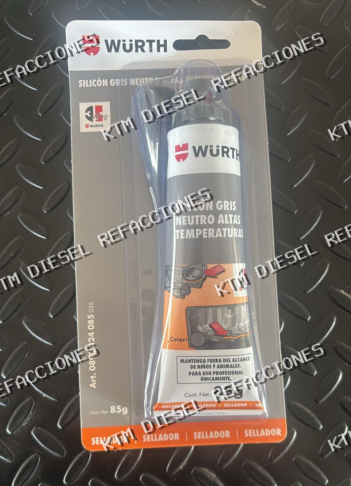 SILICON GRIS NEUTRO ALTAS TEMPERATURAS 85GR WURTH