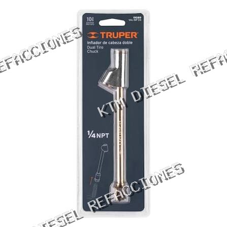 INFLADOR DE CABEZA DOBLE 1/4 NPT TRUPER 