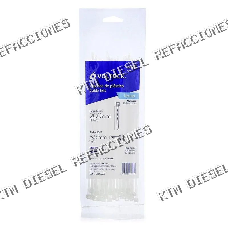 CINCHO DE PLASTICO 200MM X 4.5MM PAQ. VOLTECK