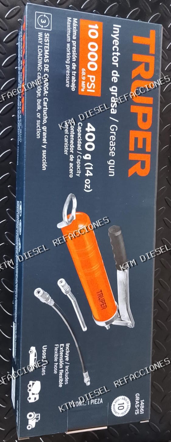 INYECTOR DE GRASA 14OZ, 10000 PSI CON GRIP ANTIDERRAPANTE TRUPER