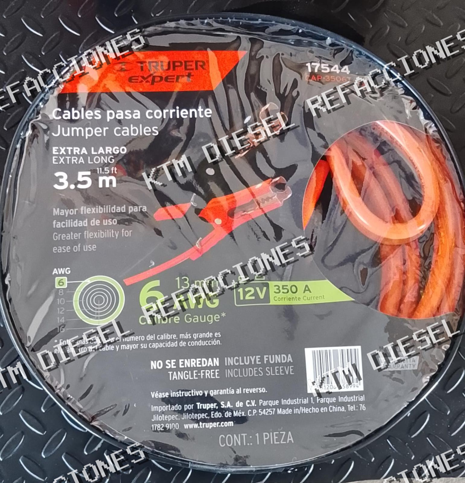 CABLE PASA CORRIENTE 3.5MTS 6AWG TRUPER