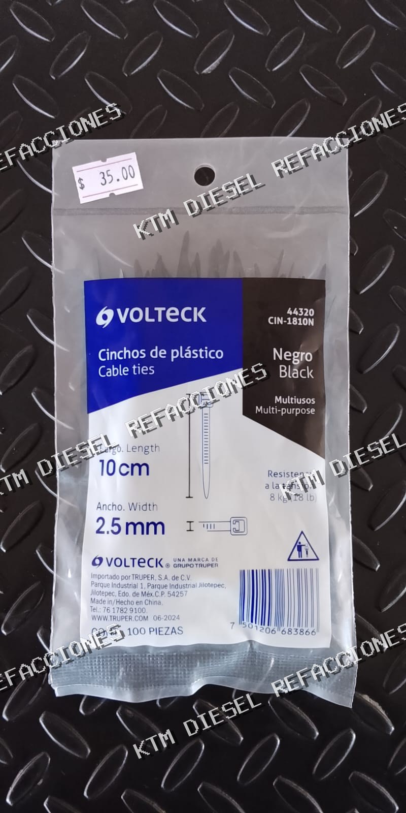 CINCHO DE PLASTICO NEGRO 10CM X 2.5MM