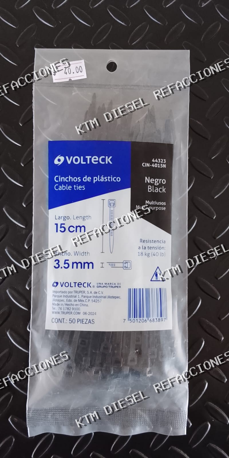 CINCHO DE PLASTICO NEGRO 15CM X 3.5MM