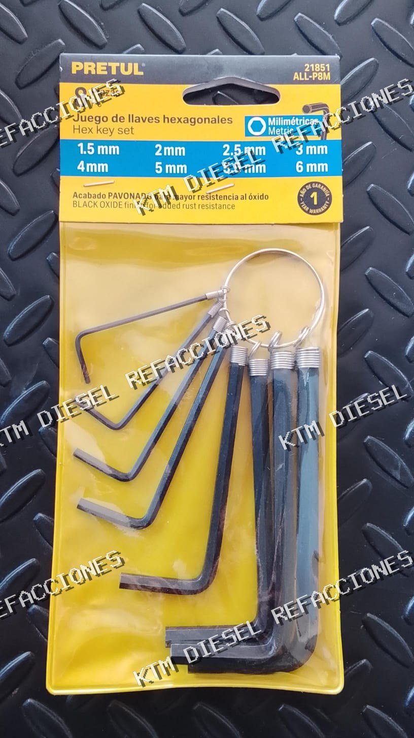 JUEGO DE LLAVES ALLEN 8PZ LLAVERO PRETUL