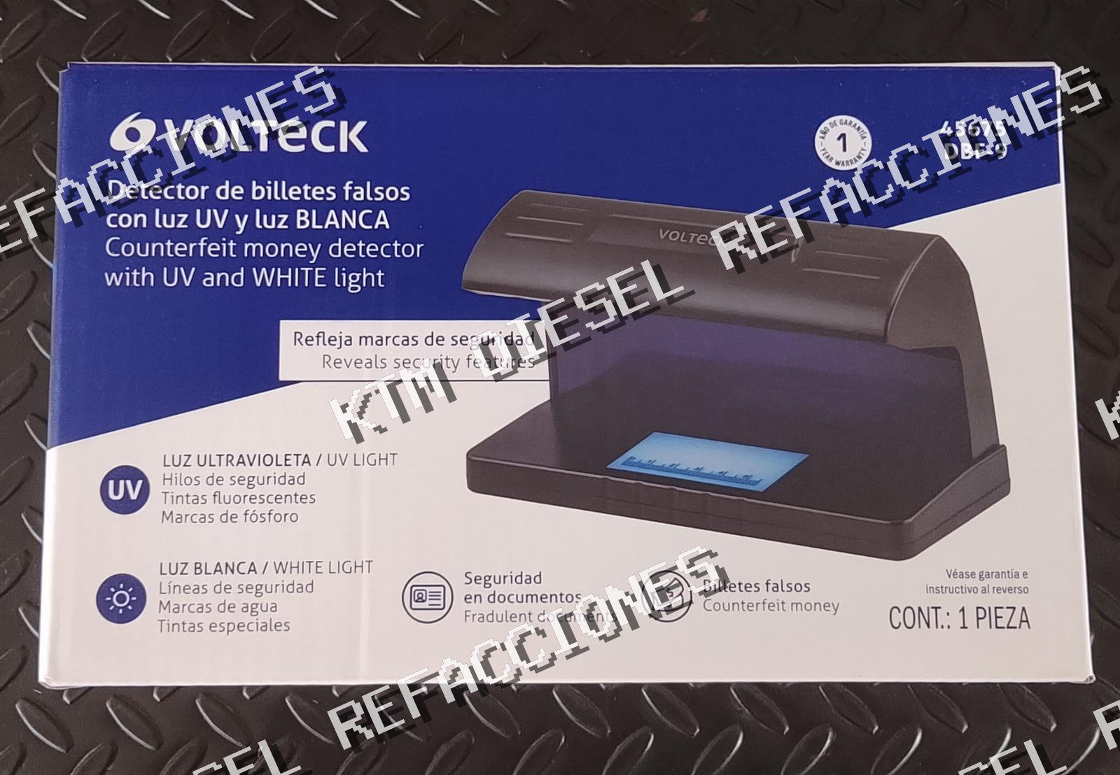 DETECTOR DE BILLETES FALSOS CON DOBLE LAMPARA VOLTECK