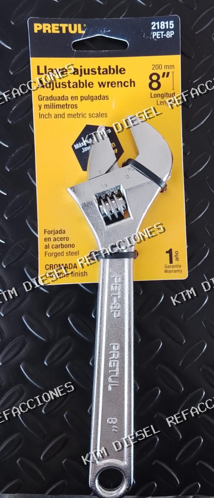 LLAVE AJUSTABLE PERICO 8" PRETUL