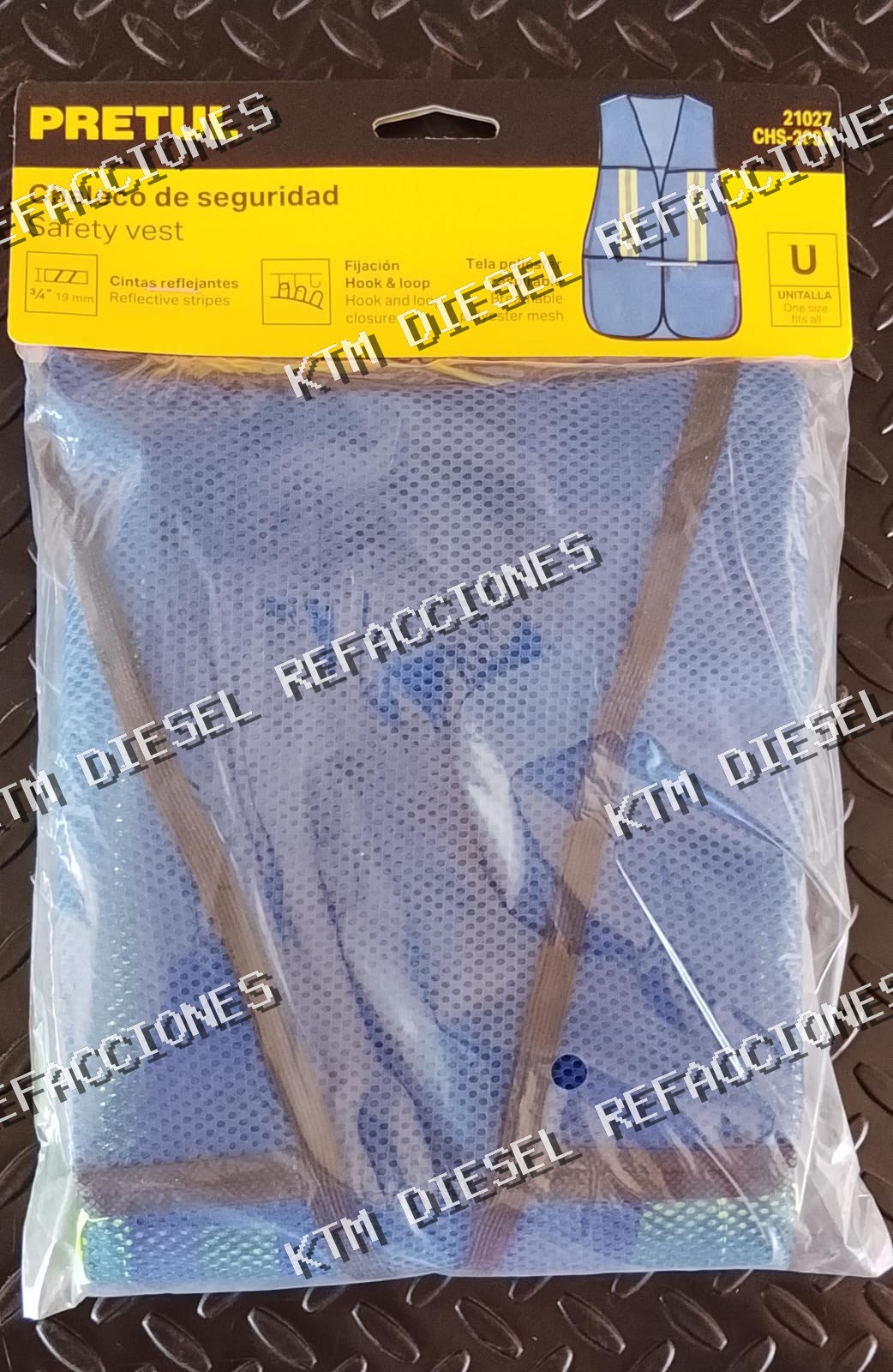 CHALECO DE SEGURIDAD CON CINTA REFLEJANTE AZUL PRETUL