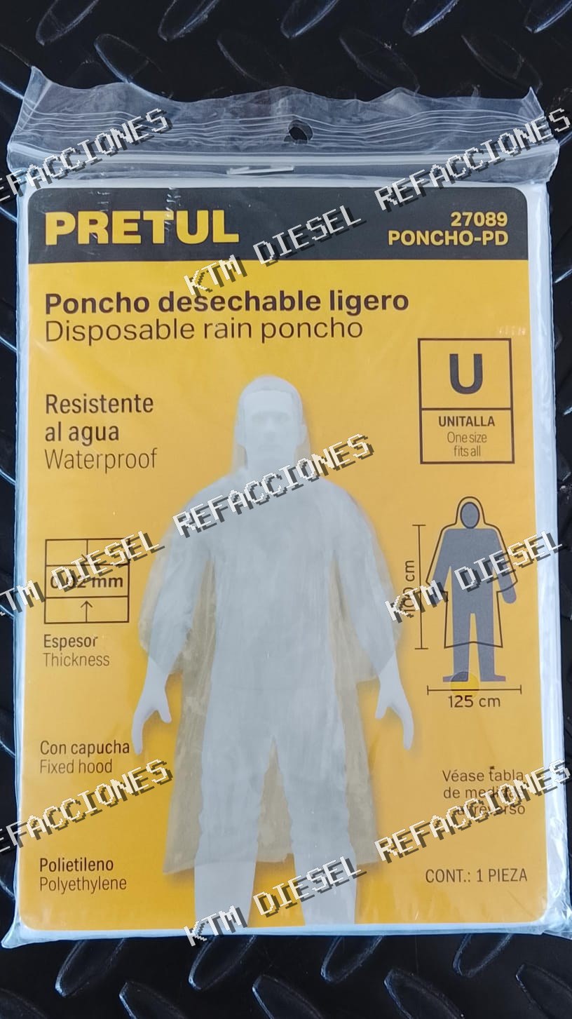PONCHO DESECHABLE LIJERO PRETUL 
