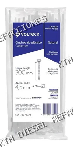 CINCHO DE PLASTICO 300MM X 4.5MM PAQ. VOLTECK